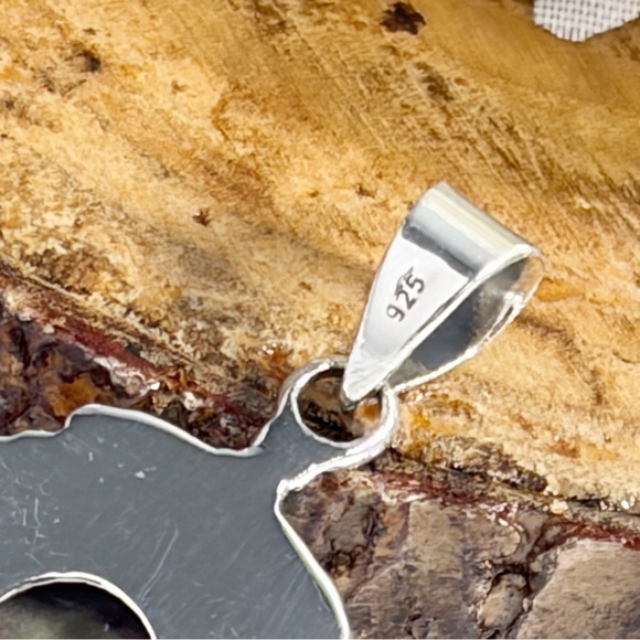 Pure Sterling Silver 925 Genuine Red Rose Dahlia Turquoise Pendant Navajo Style - Picture 11 of 11